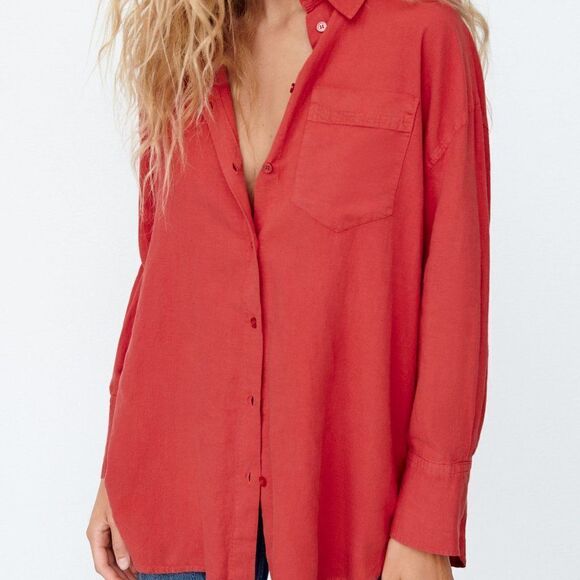 ZARA Linen Blend Shirt Medium - Picture 6 of 8